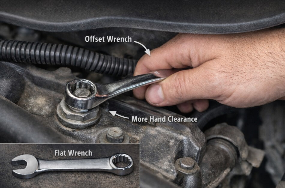 Combination wrench offset