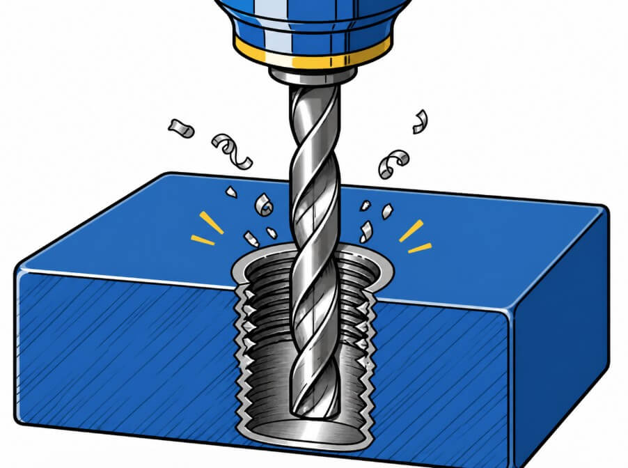 Drilling out the damaged threads image