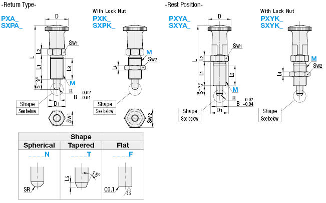 Indexing Plungers - Tip Shape Selectable | MISUMI | MISUMI