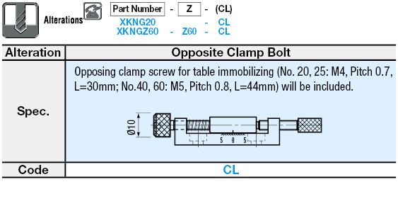 XKNGZ20-Z28 | X-Axis Simplified Adjustment Unit - Push Screw