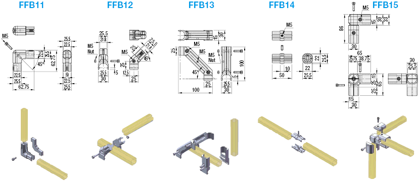 Factory Frame Joints - Aluminum, Nominal Joints 11-15 | MISUMI