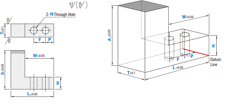 [Clean & Pack] Receiving Piece - Flat, 2 Hole Type | MISUMI | MISUMI