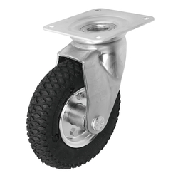 Caster Accessories - Bracket Set, with Shock Absorber, for Air Filled and Airless Wheels, Plate, Swivel, without Wheels, AIJ and AILJ
