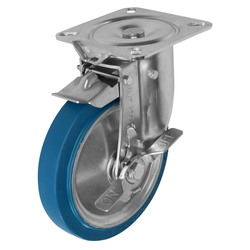 Caster Accessories - Bracket Set, with Turning Stopper, for Swivel/Fixed Switchable Wheel Casters, Plate, Swivel, without Wheel, NJKB